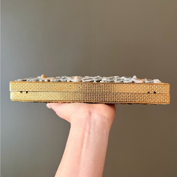 Gold and White Clutch with Gem Accents